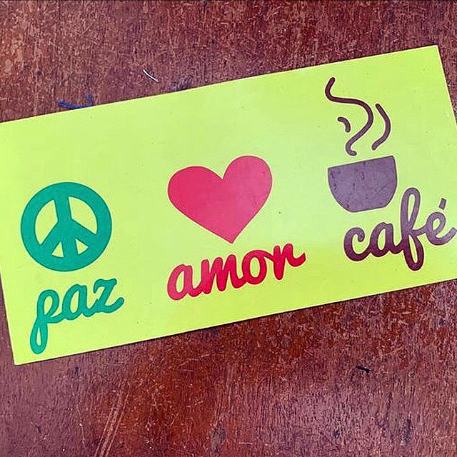 Sticker “Paz Amor Café” Tres Estrellitas (3E)